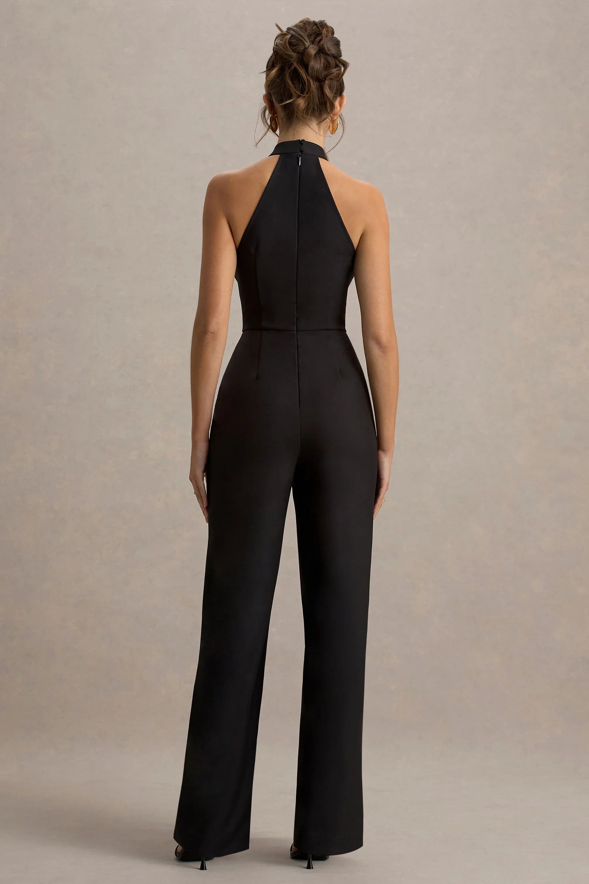 Kami Black High Neck Embroidered Jumpsuit