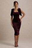Tarna Port Velvet Midi Dress With Bow Straps