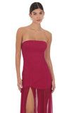 Mesh Strapless Maxi Dress in Magenta