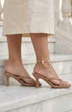 Girls Night Camel Suede Strap Kitten Heels