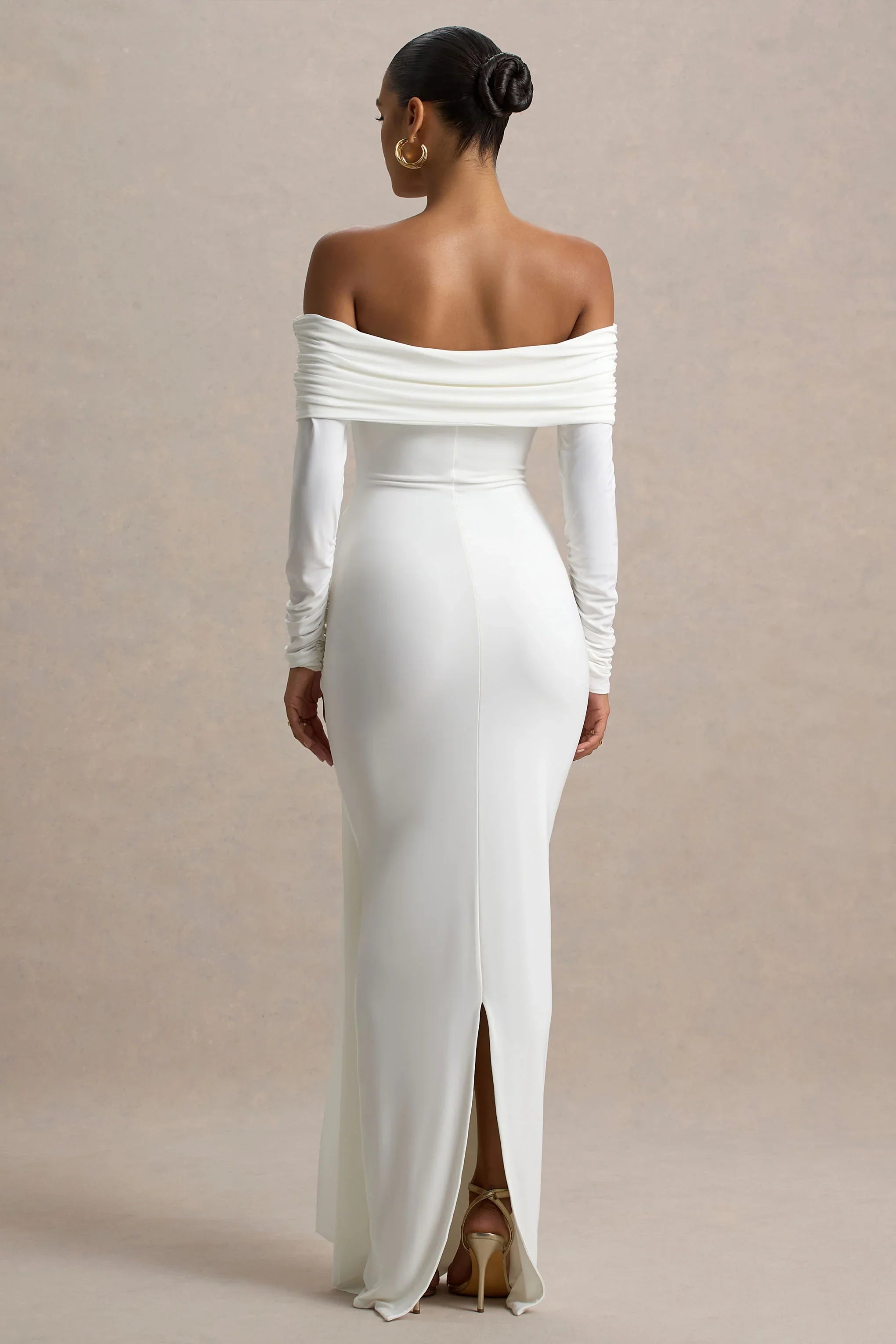 Jovie White Bardot Wrap Maxi Dress With Sash Detail