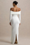 Jovie White Bardot Wrap Maxi Dress With Sash Detail