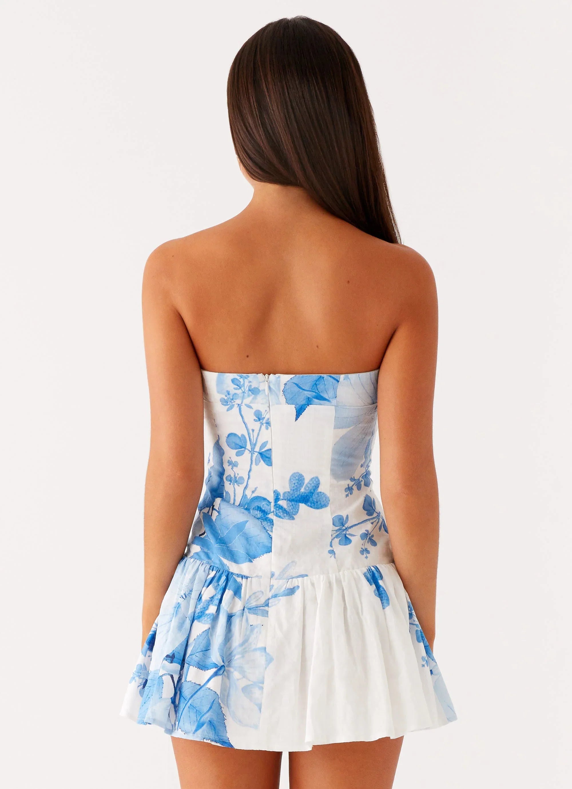 Mario Mini Dress Blue Floral Print