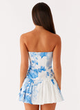 Mario Mini Dress Blue Floral Print