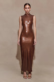 Veronica Sequin Midi Dress Chocolate
