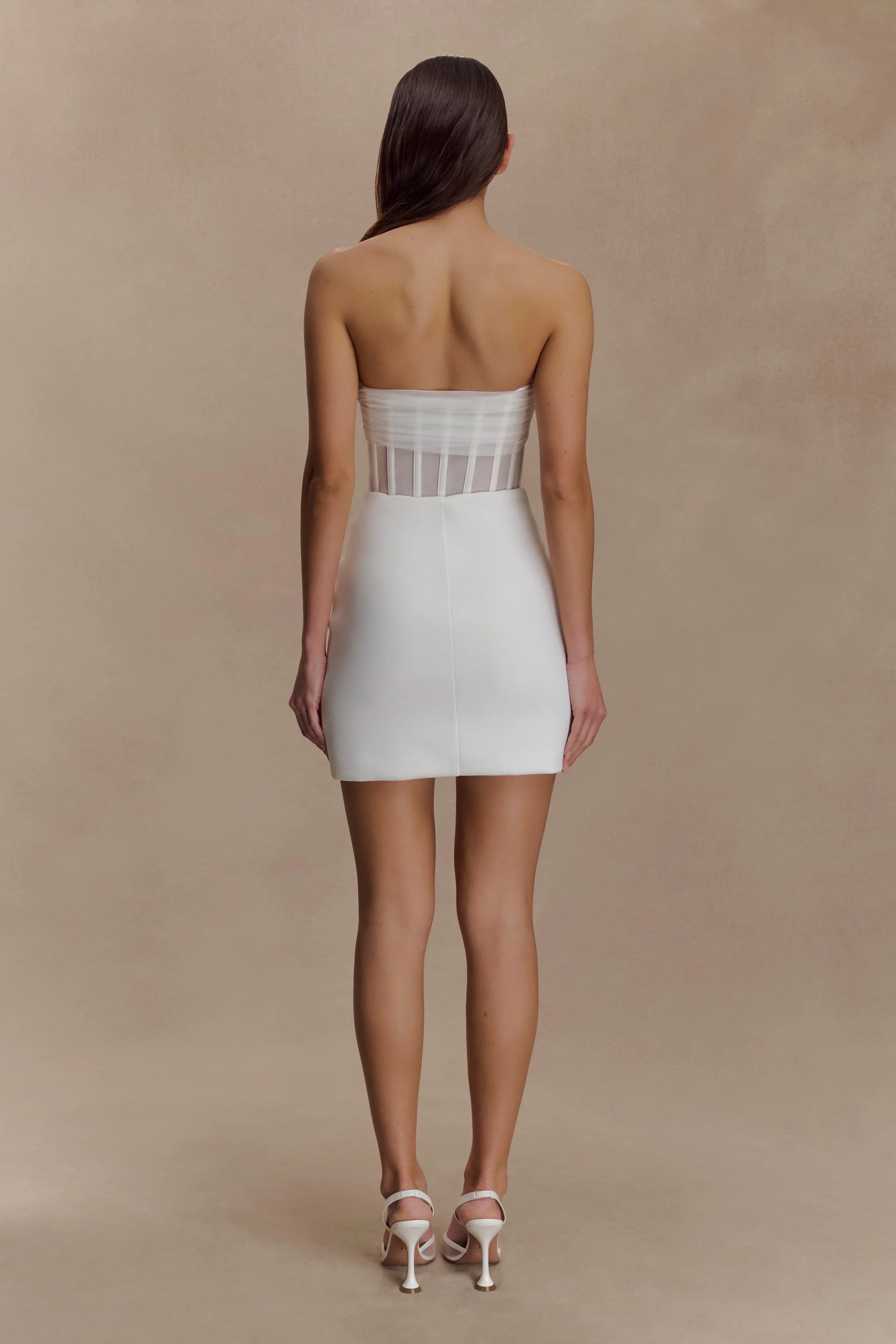 Palmer Mesh Corset Mini Dress Ivory