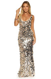 Sia Silver Sequin Maxi Dress