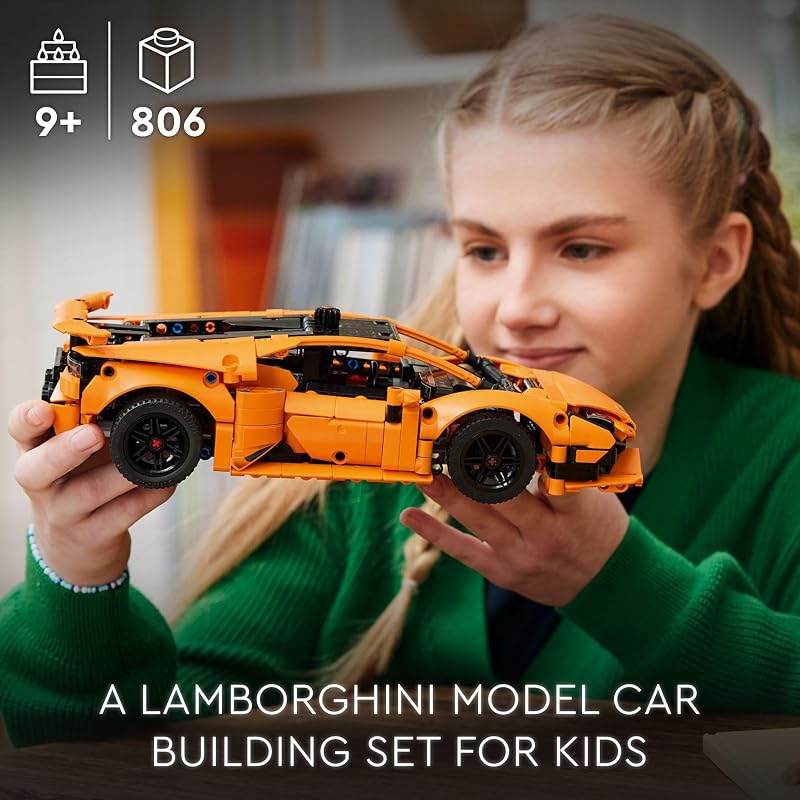 LEGO Technic Lamborghini Huracán Tecnica Orange Toy Cars Building Toys for Kids Boys Girls Ages 9 Lamborghini Toy Car W V10 Engine Steering Gift Ideas for Birthdays 42196