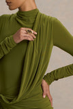 Melissa Olive Long Sleeve Wrap Maxi Dress With Draped Detailing