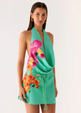 Halia Cowl Mini Dress Jungle Bloom