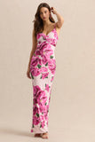 Luz Pink Hibiscus Floral Print Strappy Maxi Dress
