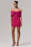 Sadie Hot Pink Bow Bardot Mini Dress