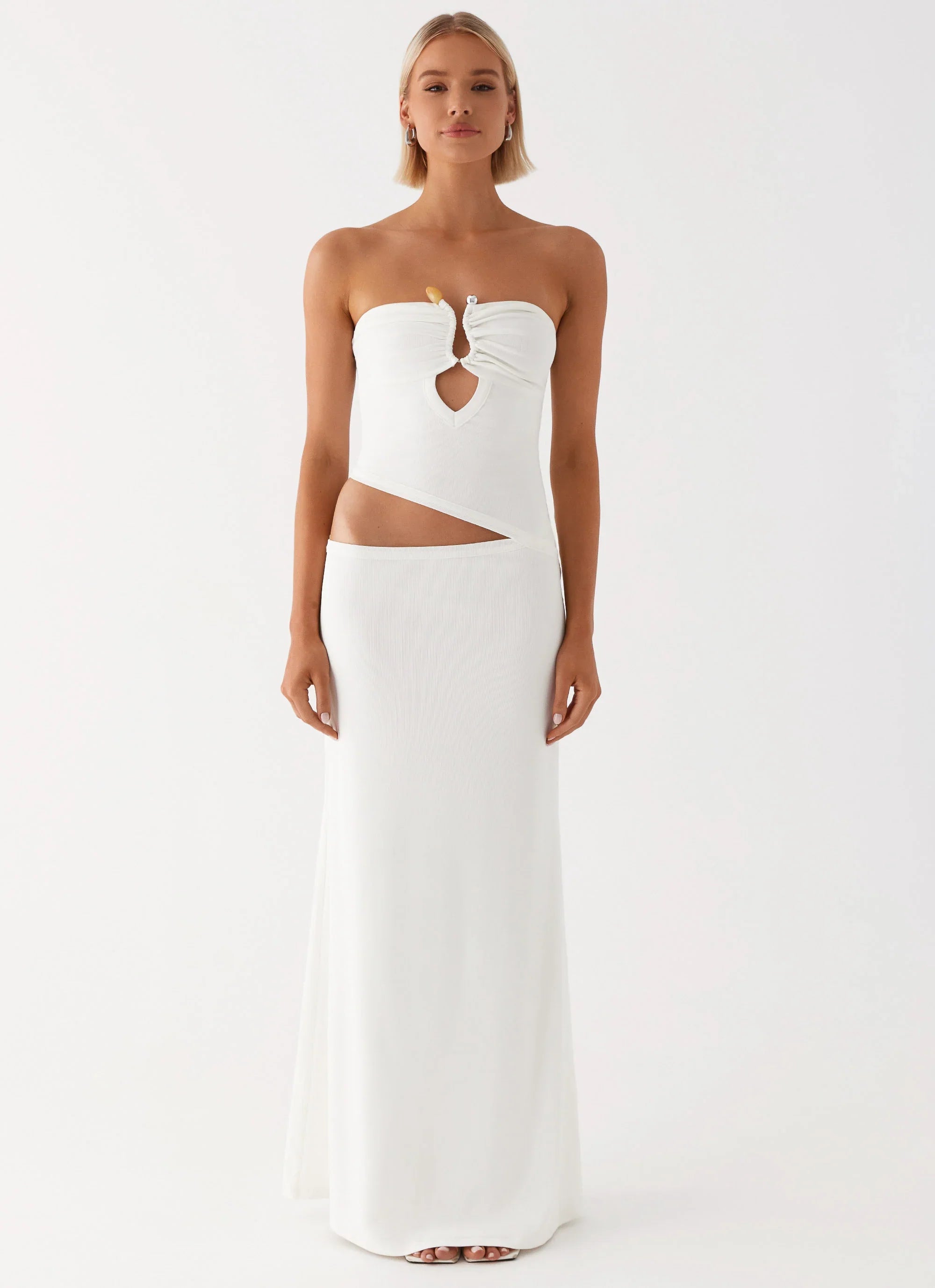 Wild Roses Maxi Dress White