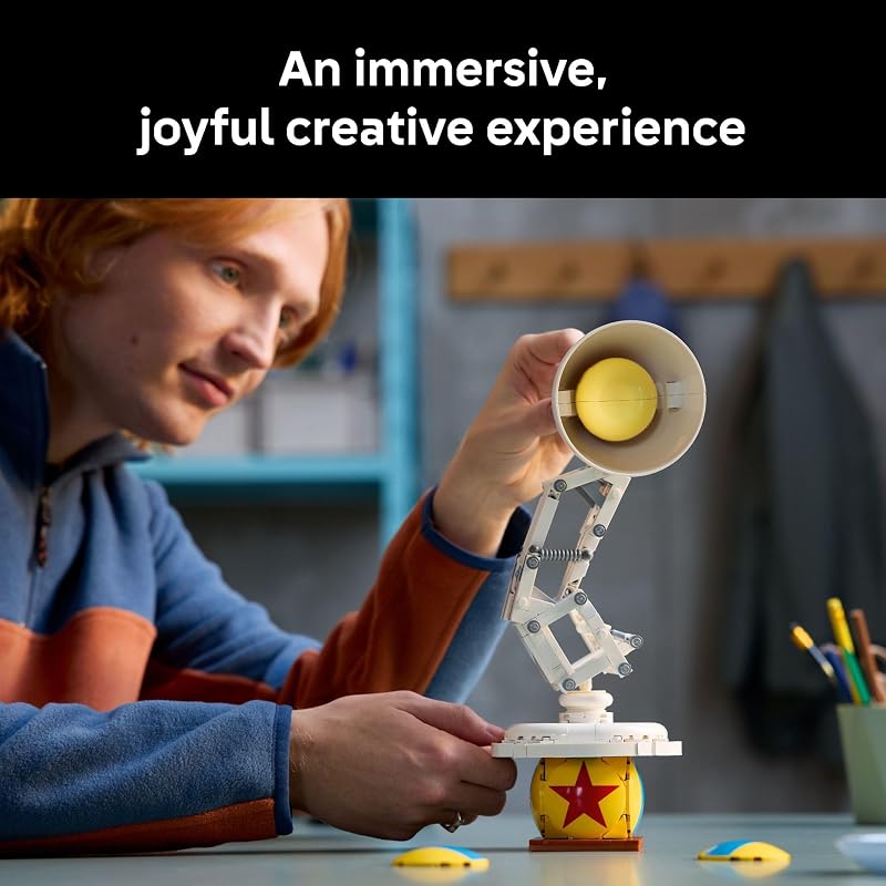LEGO Ideas Disney Pixar Luxo Jr Room Decor and Building Set for Adults Office and Desk Decor for Women and Men Ages 18 Brick Built Lamp DIY Kit Collectible Gift Idea for Movie Fans 21357