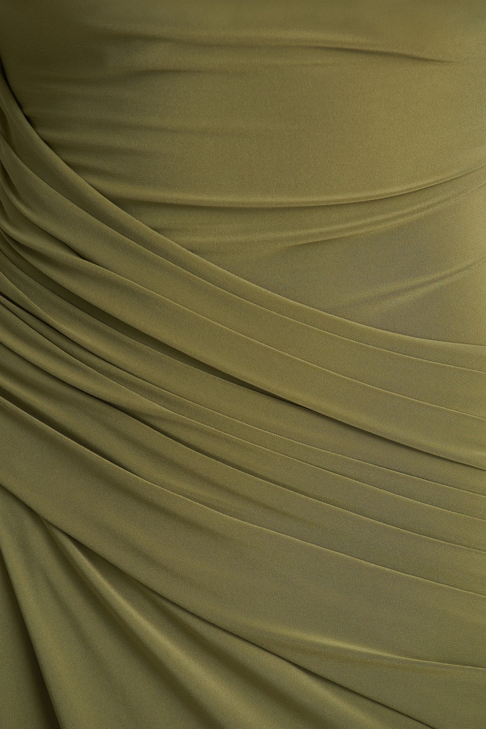 Zephyra Olive High Neck Wrapped Maxi Dress