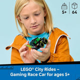 LEGO City Rides Gaming Race Car Building Toy for Kids Pretend Play Set for Boys Girls Ages 5 Toy Car W Racecar Driver Minifigure Gift Idea for Birthdays 60484