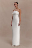 Sloane Strapless Maxi Dress With Pearls White