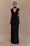 Giulia Chiffon Draped Maxi Dress Black