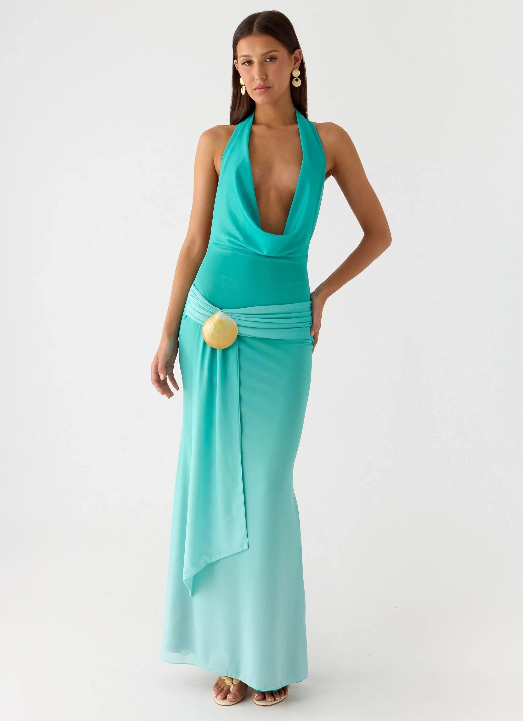 Paradox Shell Maxi Dress Mint Ombre