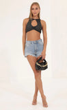 Glitter Racer Back Top in Black