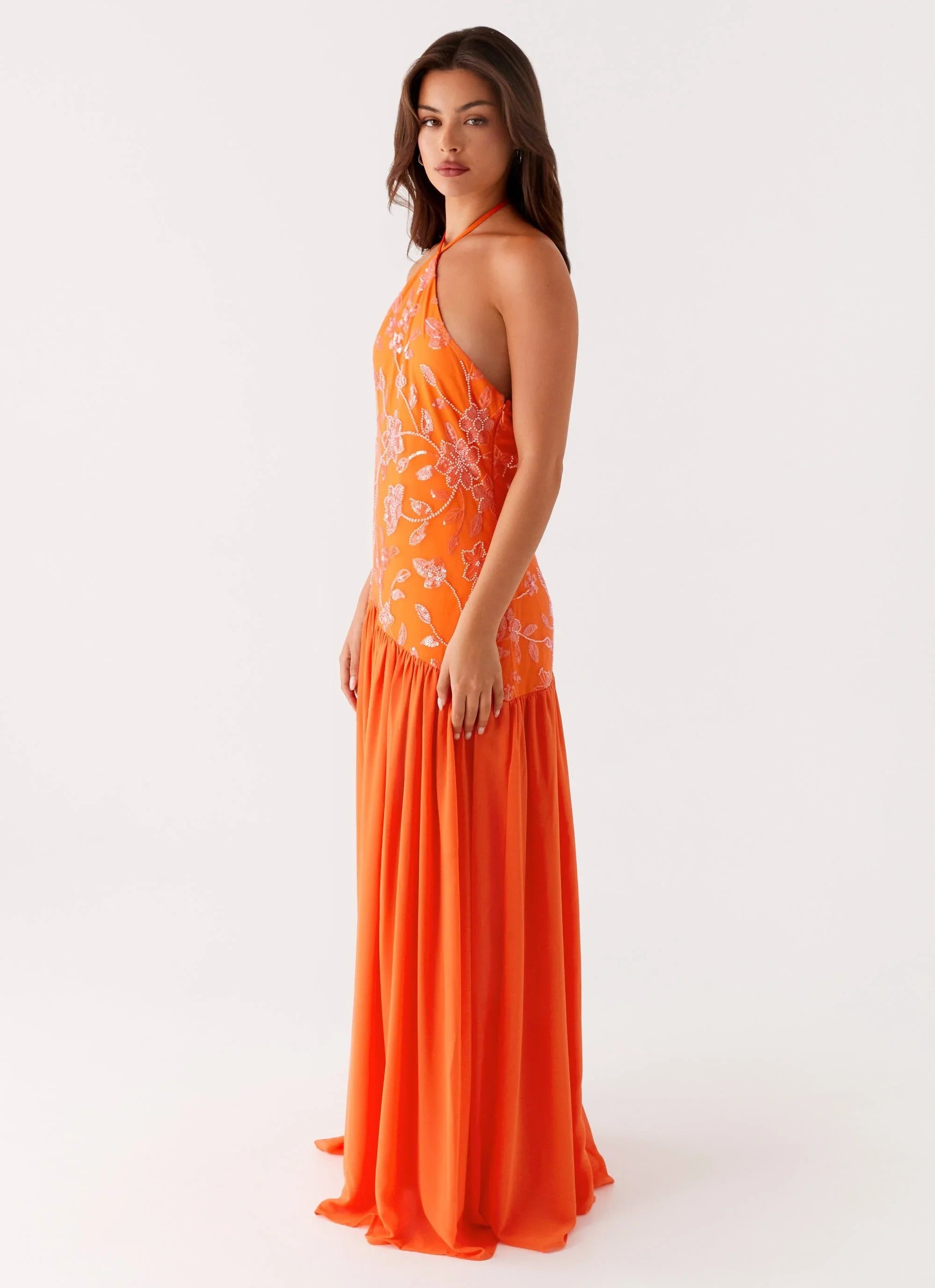 Janelle Beaded Maxi Dress Orange