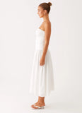 Cherry Skies Midi Dress White
