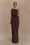 Lorieanne Draped Maxi Dress Dark Chocolate