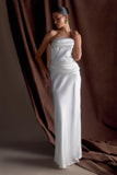 Jasmine Strapless Satin Maxi Dress White