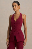 Tecla Burgundy Button Up Tailored Waistcoat
