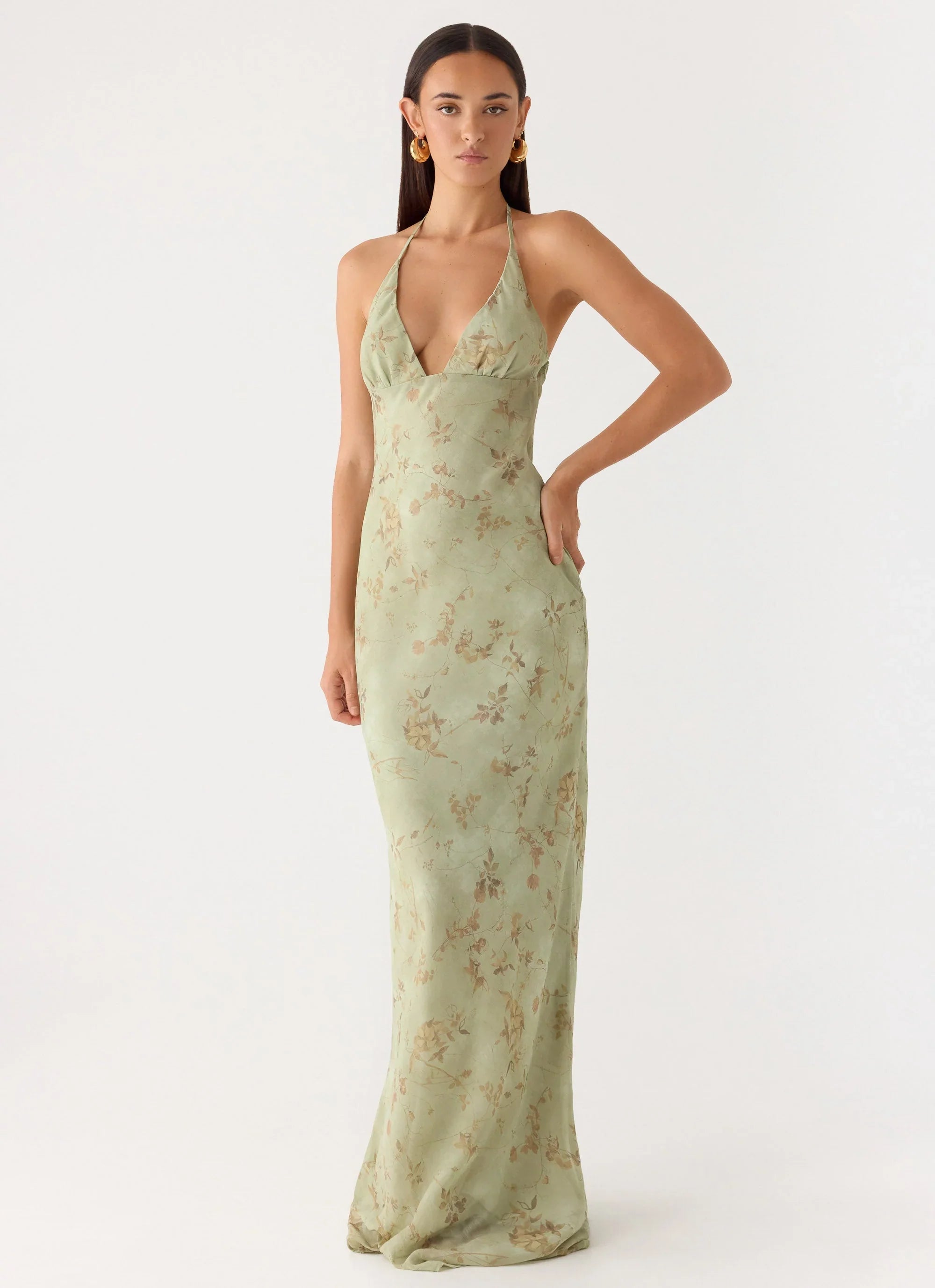 Ultra Quiet Halter Maxi Dress Wispy Fern
