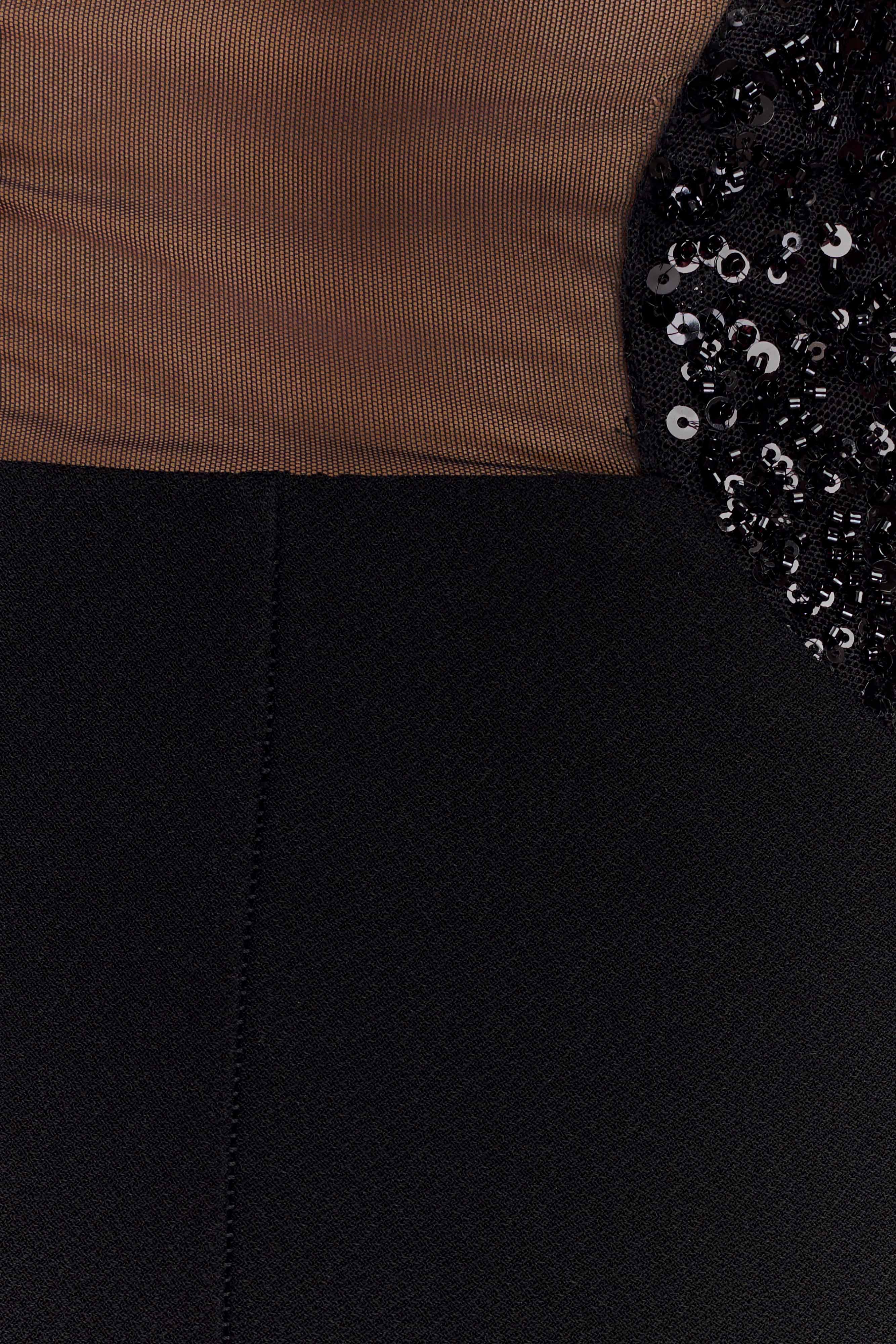 Angelique Beaded Crepe Maxi Dress Black
