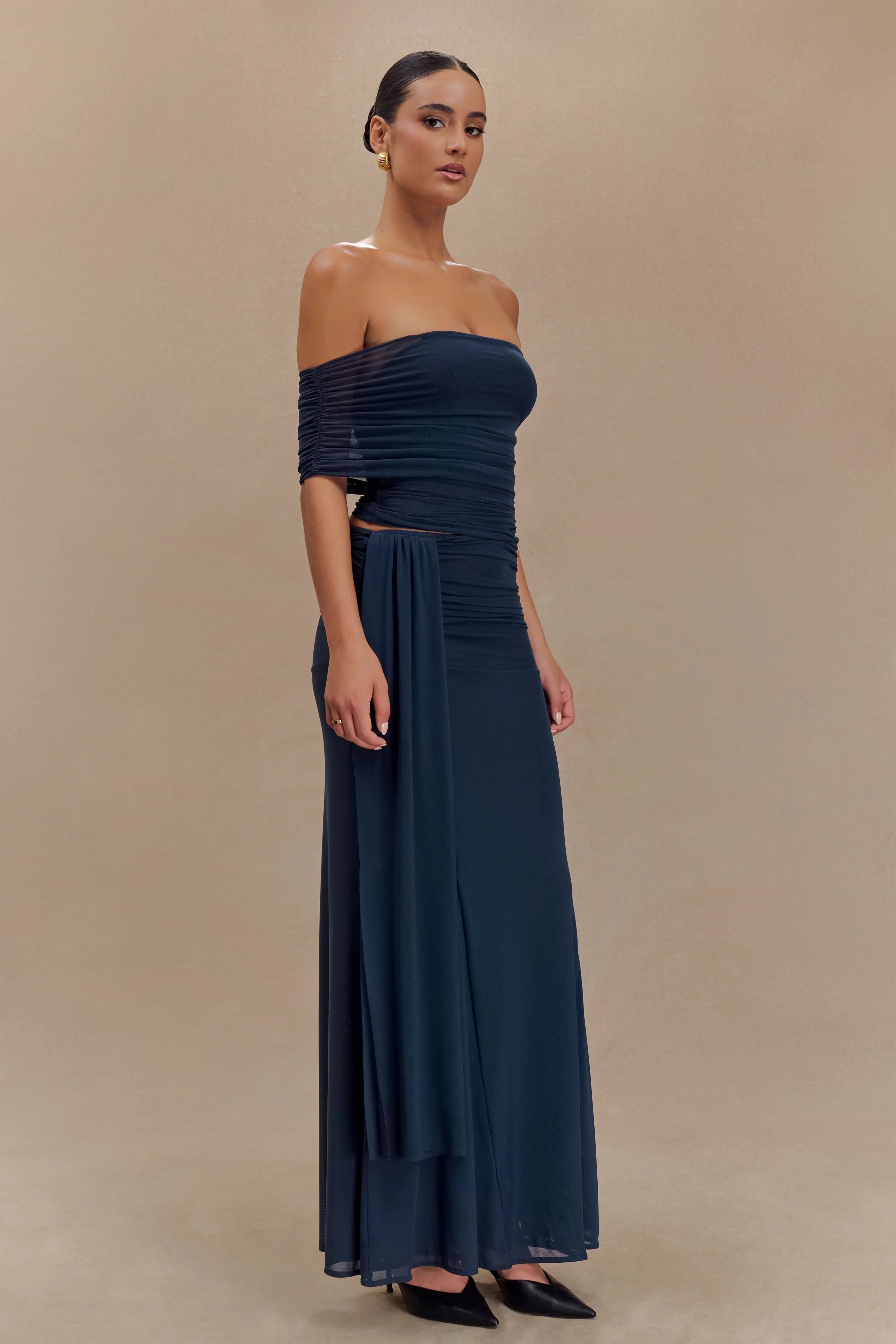 Arna Mesh Maxi Skirt Midnight Blue