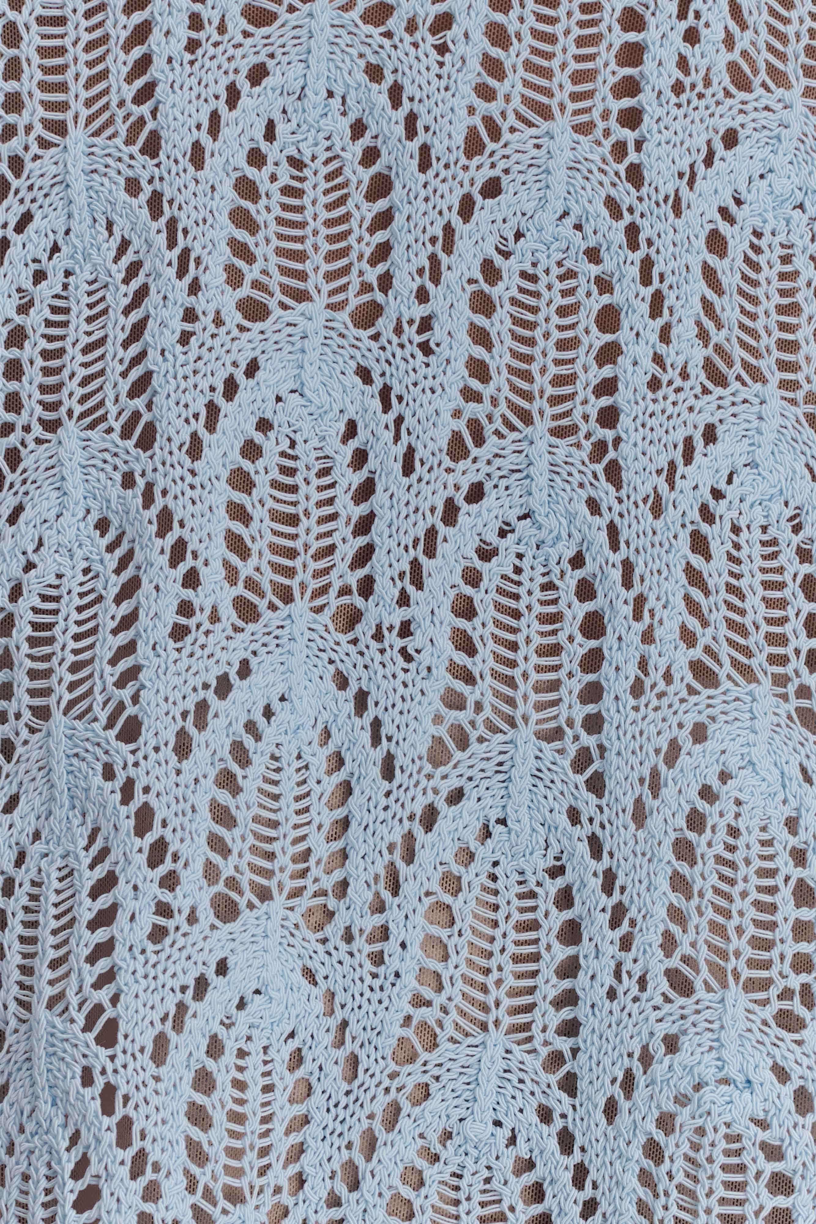 Corey Crochet Halter Neck Top Light Blue
