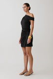 Alyn Off Shoulder Draped Mini Dress Black