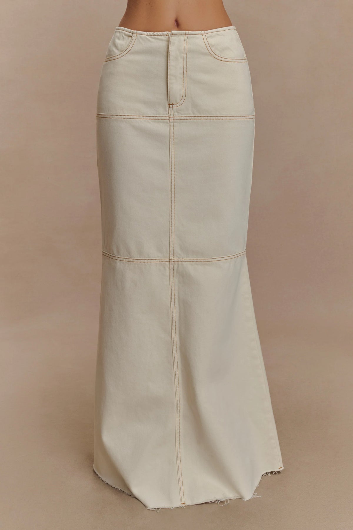Loretta Denim Maxi Skirt Ecru
