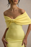 Cornelia Lemon Strapless Maxi Dress With Oversized Bow