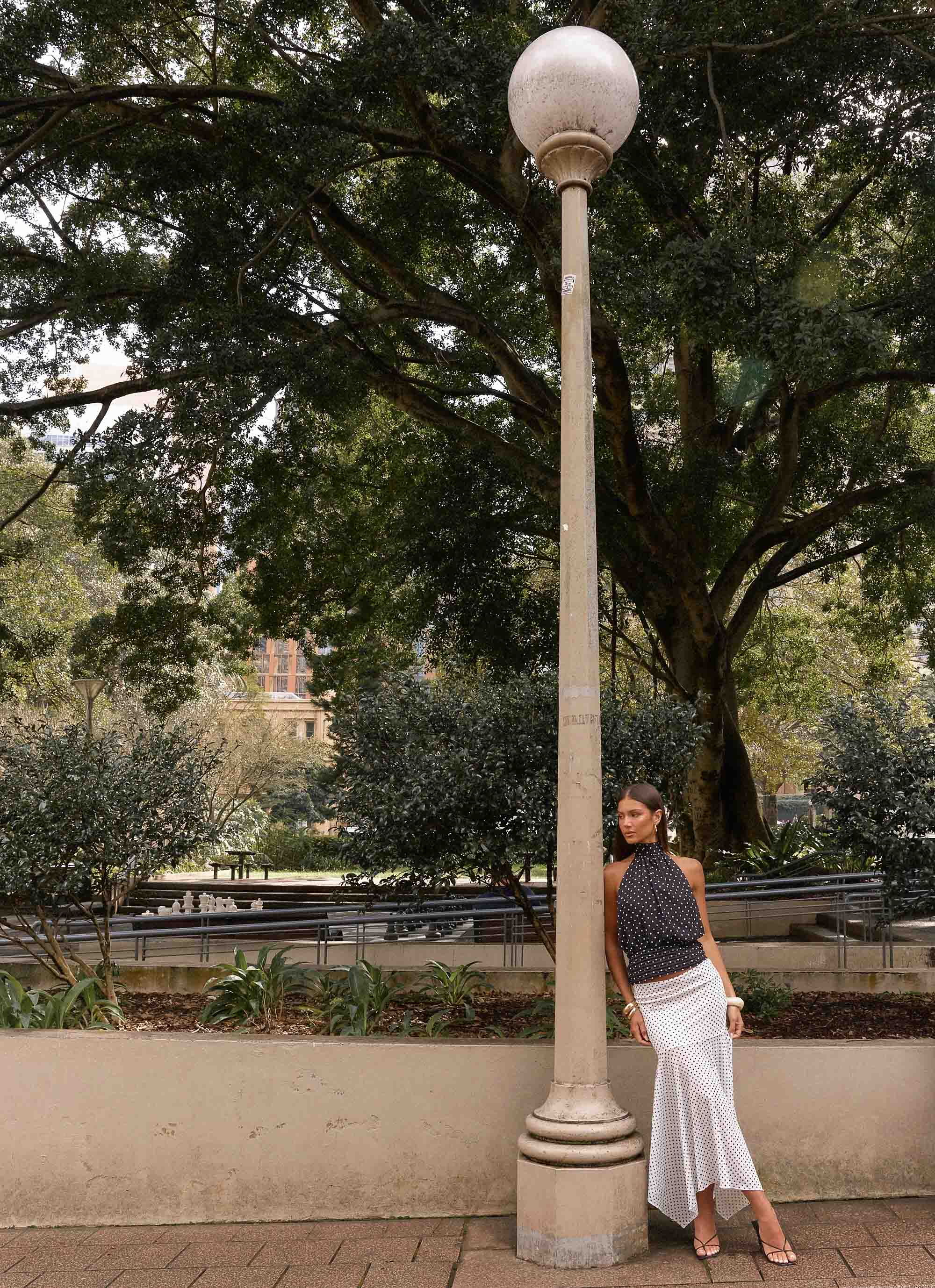 Buffy Maxi Skirt White Polkadot