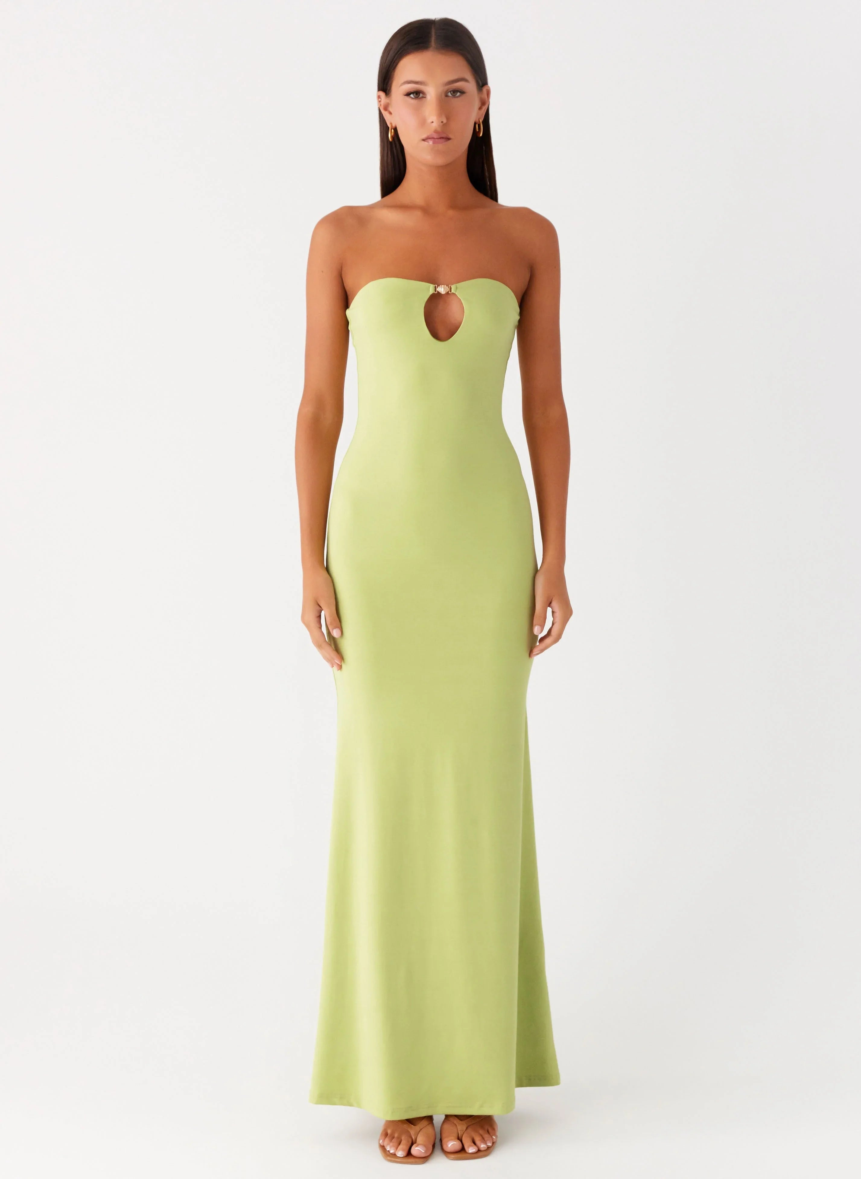 Moara Cut Out Maxi Dress Lime Green