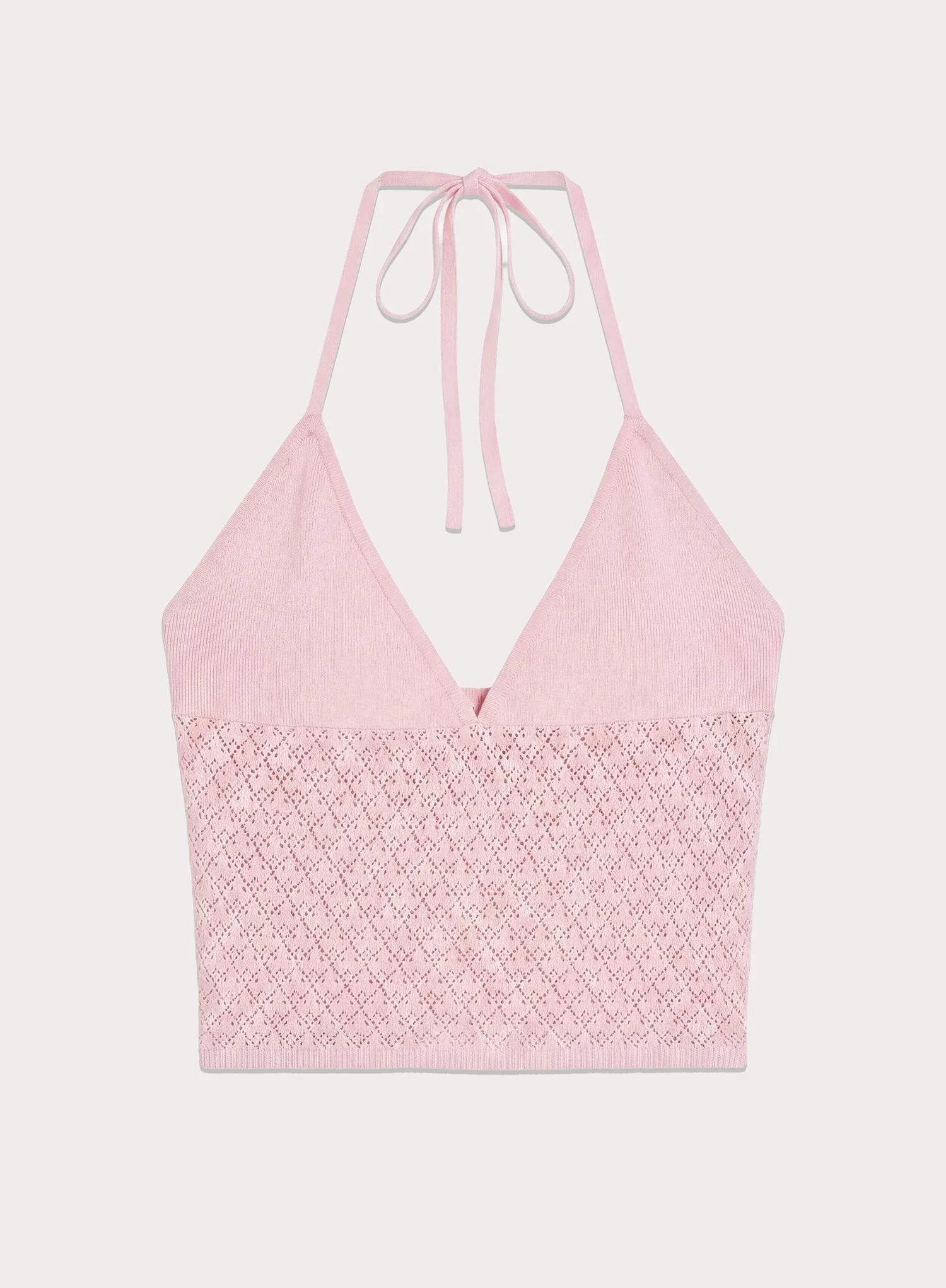 Pink Contrast Knit Cami Top