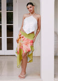 Kia Low Rise Asymmetrical Midi Skirt Jungle Floral