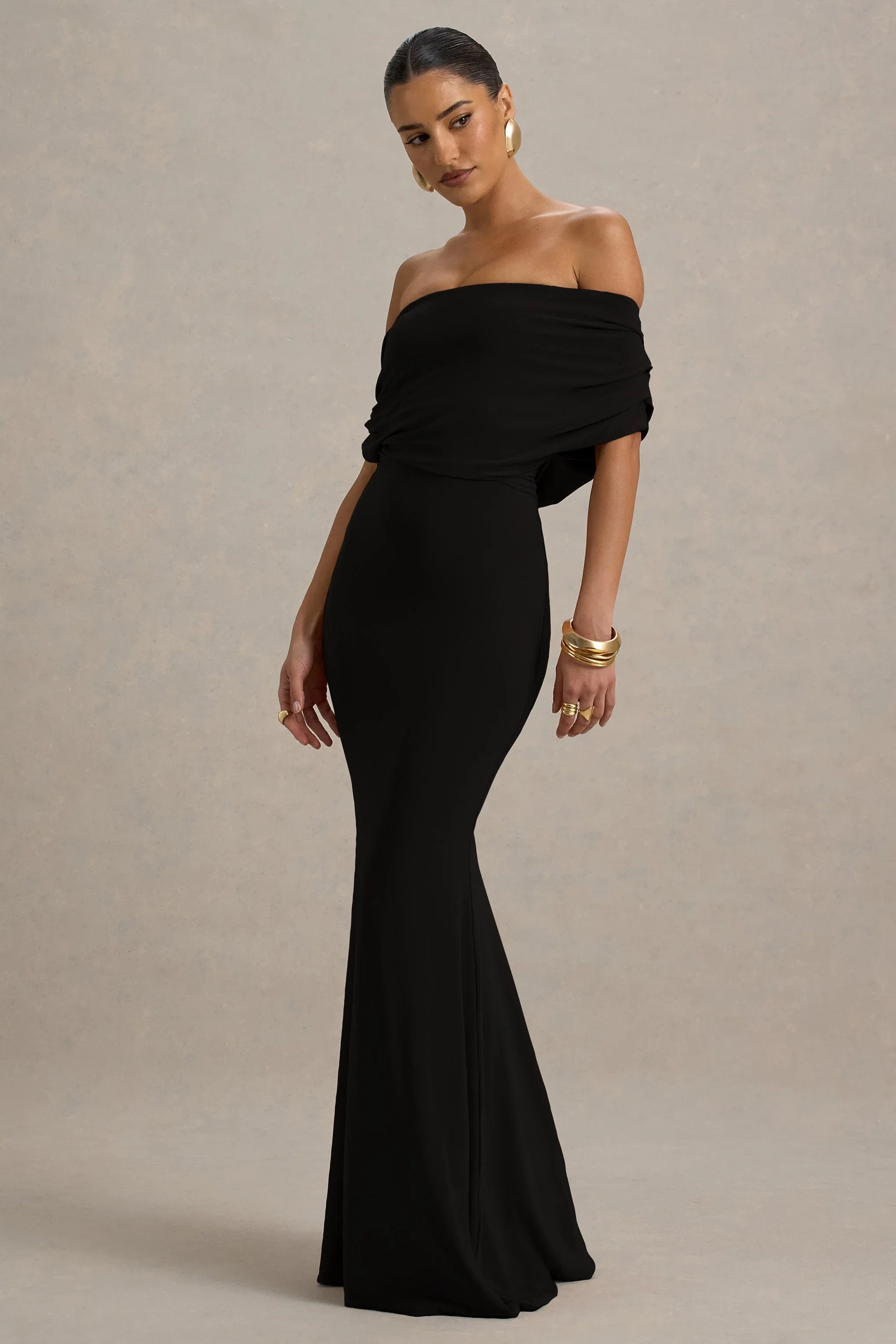 Bowden Black Bardot Maxi Dress