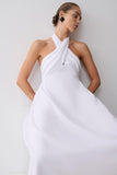 Rosie Linen Halter Midi Dress White