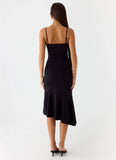 Tranquility Asymmetric Midi Dress Black