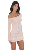 Sequin One Shoulder Bodycon Dress in Light Pink