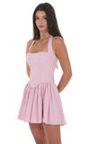 Pinstripe Halter A line Dress in Pink