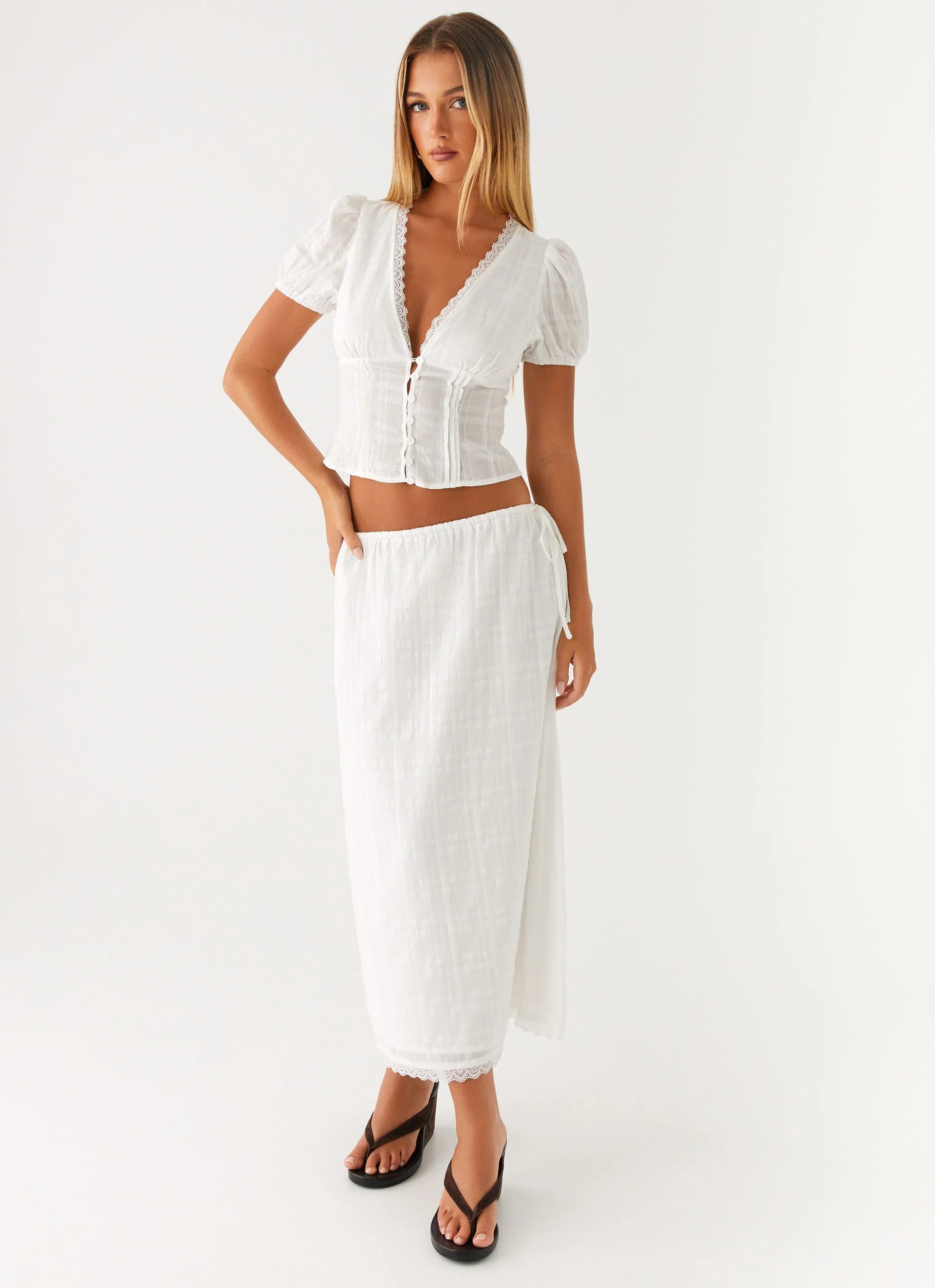 Sweet Lullaby Midi Skirt White