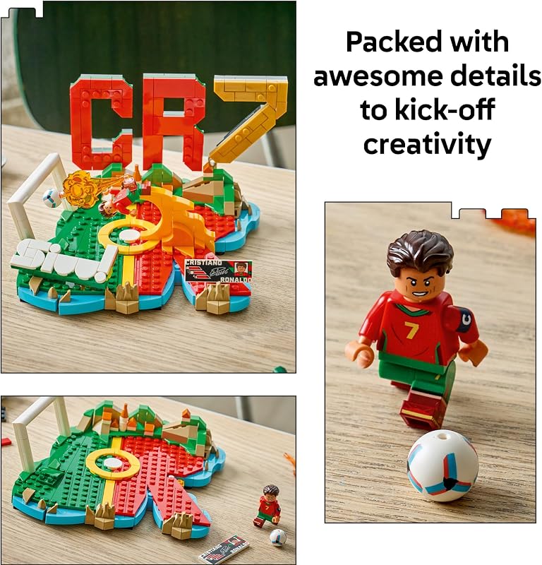 LEGO Editions Cristiano Ronaldo Soccer Highlights Building Set for Boys Girls Ages 10 Collectible Soccer Gift with Plaque Kids Bedroom or Shelf Decor 43012