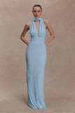 Nadine Halter Chiffon Maxi Dress Blue