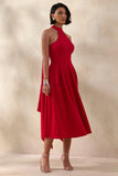 Rhode Red Halter Neck Midi Dress