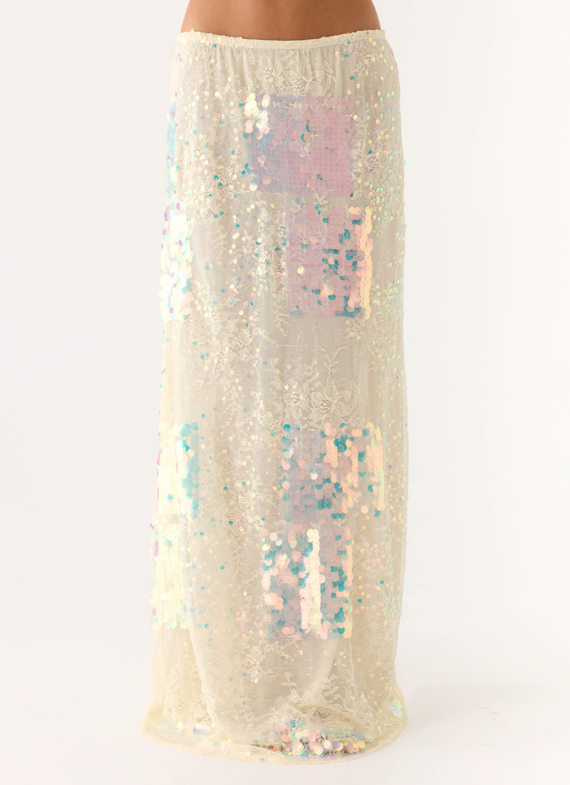 Erinah Sequin Maxi Skirt Yellow